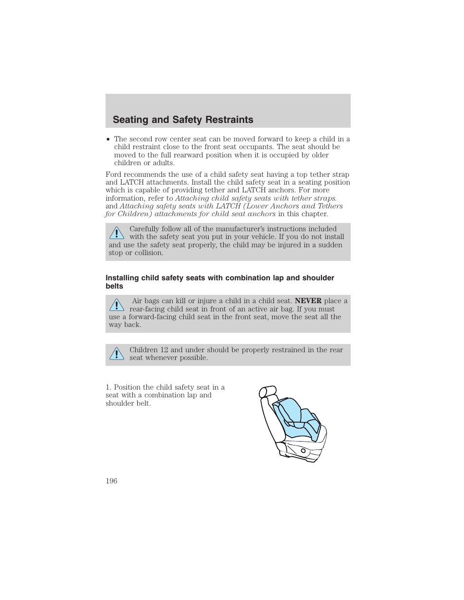 Seating and safety restraints | FORD 2003 Expedition v.3 User Manual | Page 196 / 344