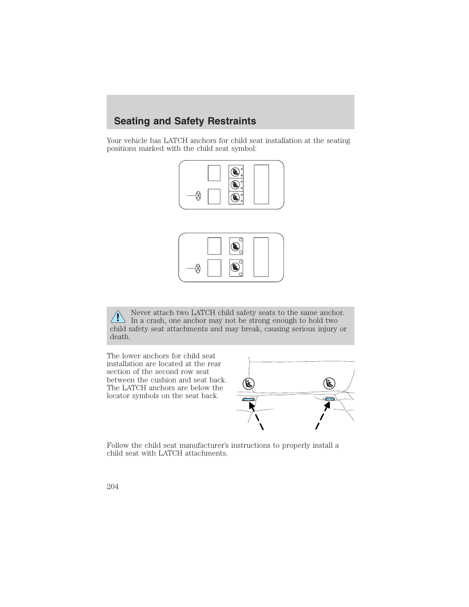 Seating and safety restraints | FORD 2003 Expedition v.3 User Manual | Page 204 / 344