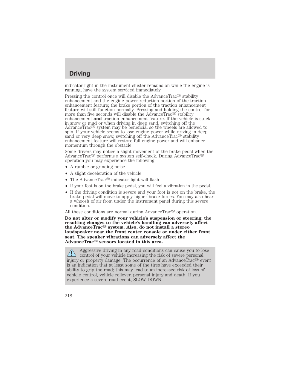 Driving | FORD 2003 Expedition v.3 User Manual | Page 218 / 344