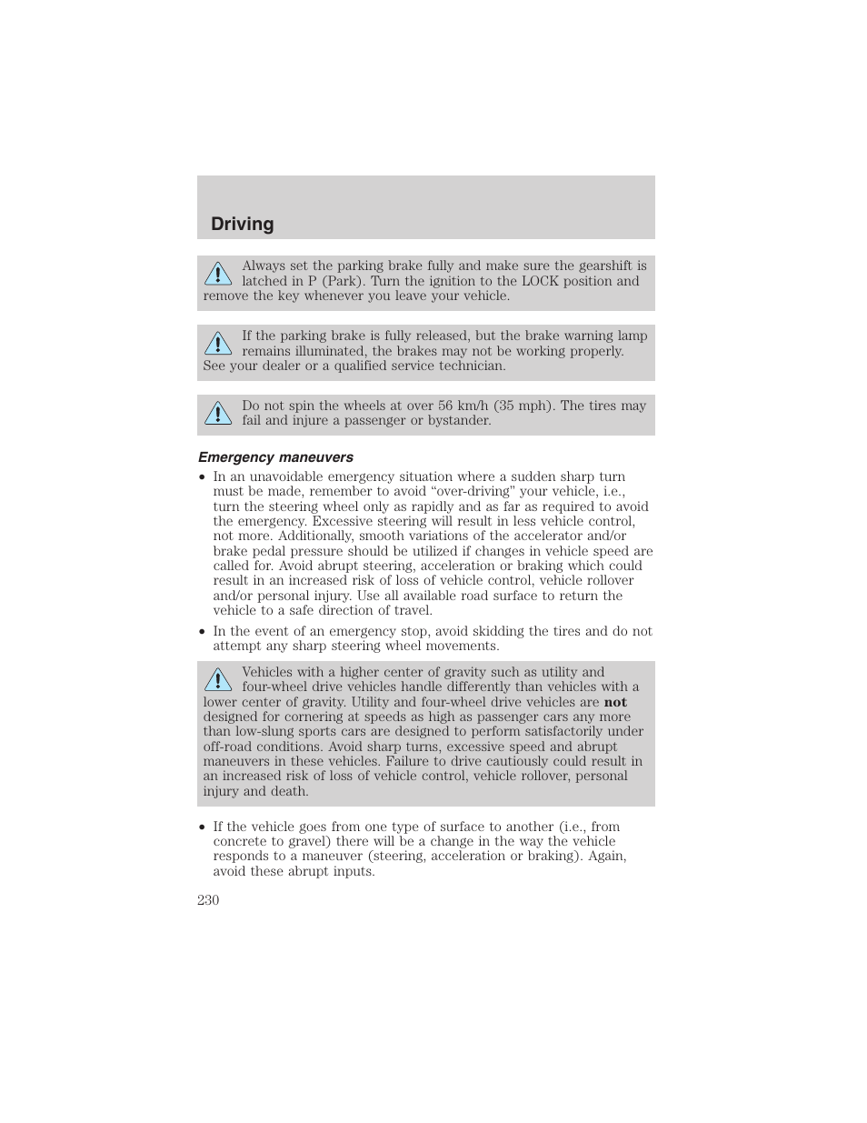 Driving | FORD 2003 Expedition v.3 User Manual | Page 230 / 344
