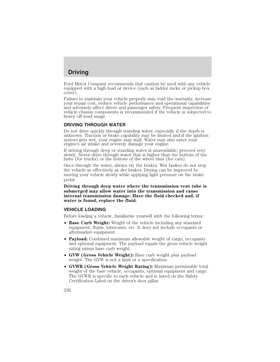 Driving | FORD 2003 Expedition v.3 User Manual | Page 236 / 344