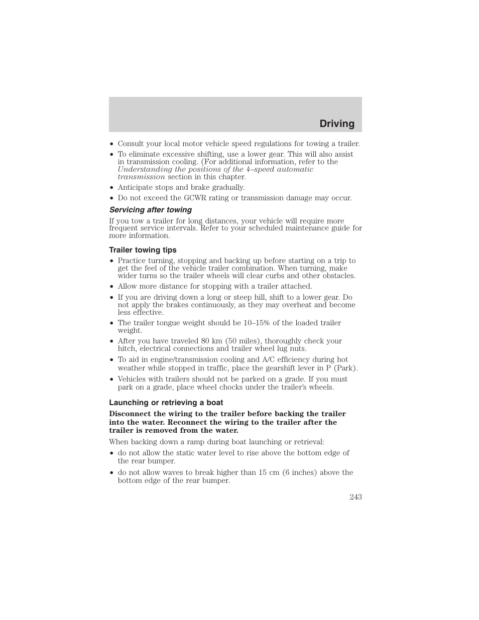 Driving | FORD 2003 Expedition v.3 User Manual | Page 243 / 344