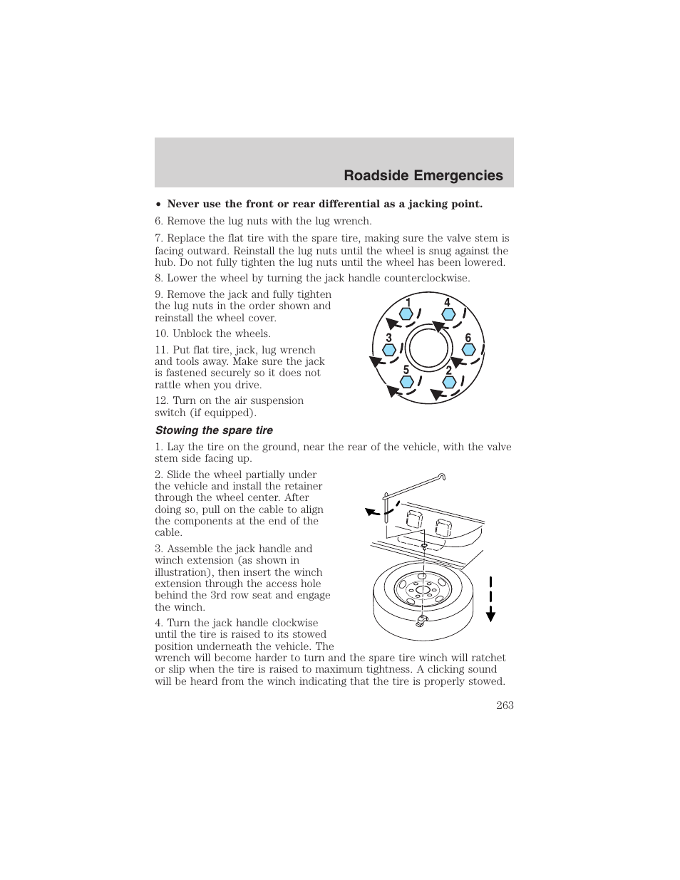 Roadside emergencies | FORD 2003 Expedition v.3 User Manual | Page 263 / 344