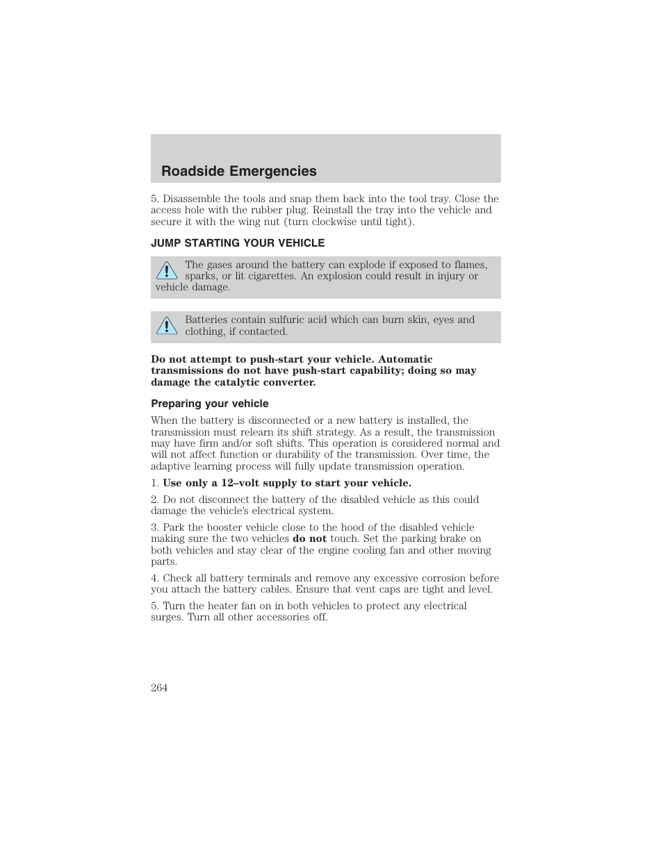Roadside emergencies | FORD 2003 Expedition v.3 User Manual | Page 264 / 344