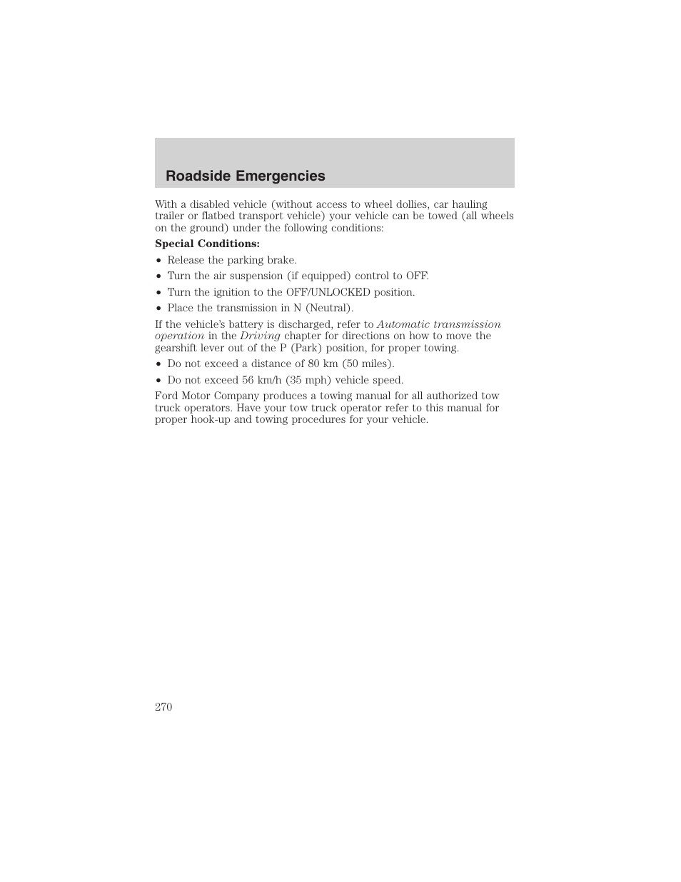 Roadside emergencies | FORD 2003 Expedition v.3 User Manual | Page 270 / 344