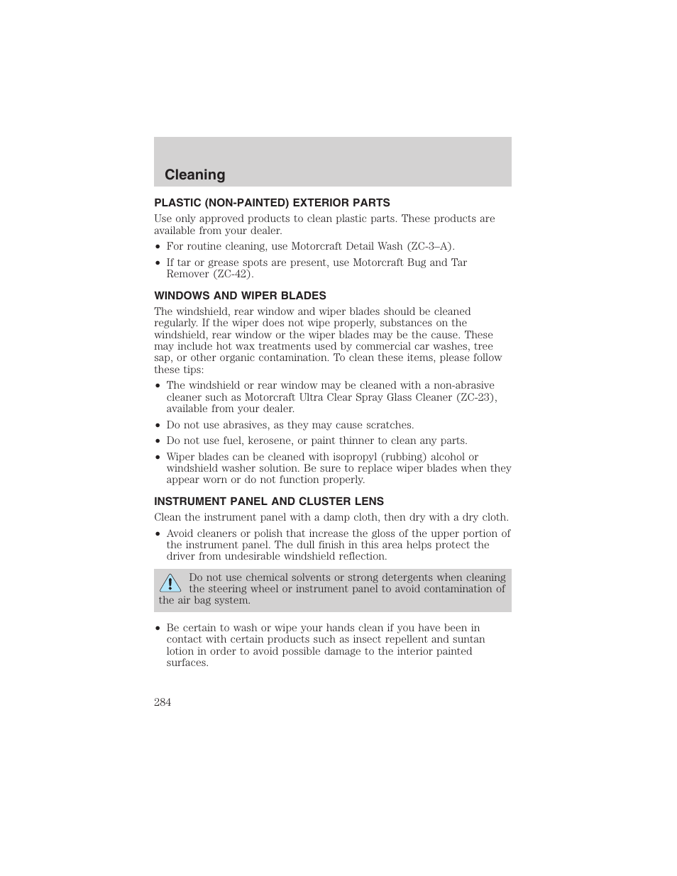 Cleaning | FORD 2003 Expedition v.3 User Manual | Page 284 / 344