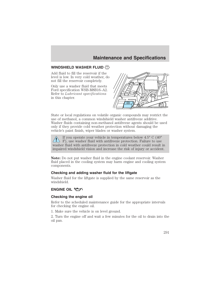 Maintenance and specifications | FORD 2003 Expedition v.3 User Manual | Page 291 / 344