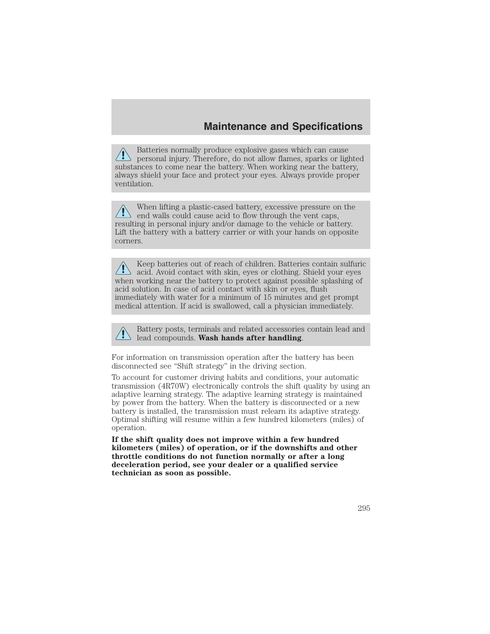 Maintenance and specifications | FORD 2003 Expedition v.3 User Manual | Page 295 / 344