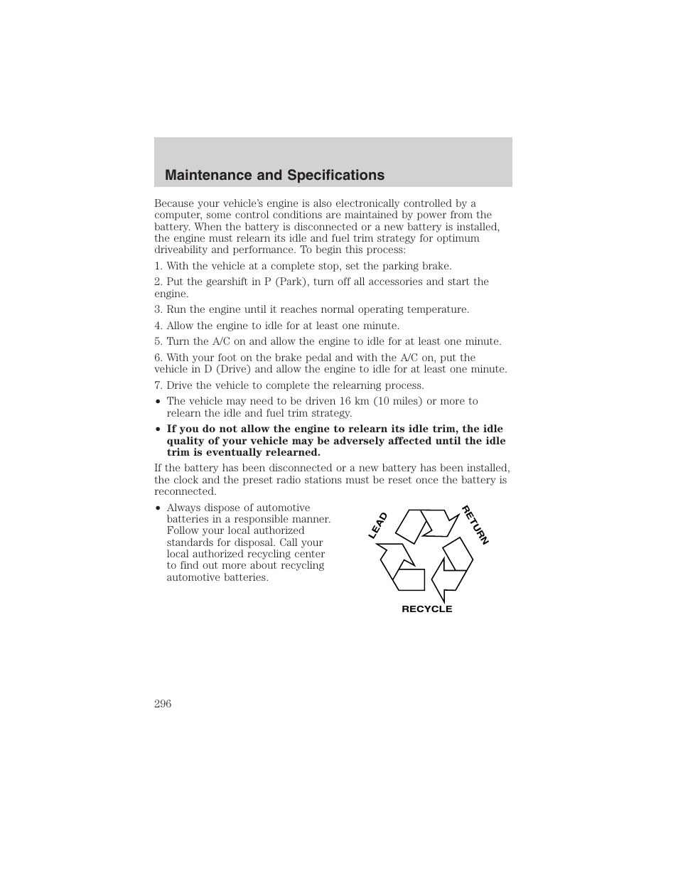 Maintenance and specifications | FORD 2003 Expedition v.3 User Manual | Page 296 / 344