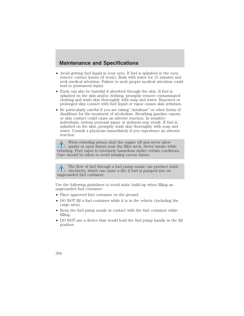 Maintenance and specifications | FORD 2003 Expedition v.3 User Manual | Page 304 / 344