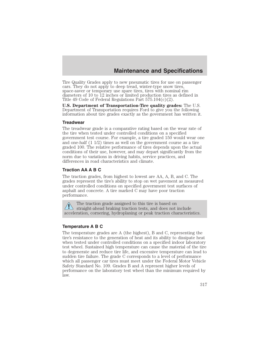 Maintenance and specifications | FORD 2003 Expedition v.3 User Manual | Page 317 / 344