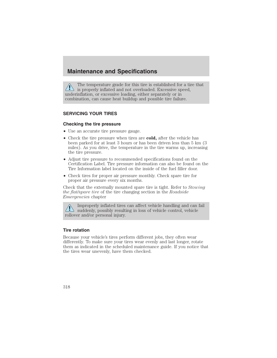 Maintenance and specifications | FORD 2003 Expedition v.3 User Manual | Page 318 / 344