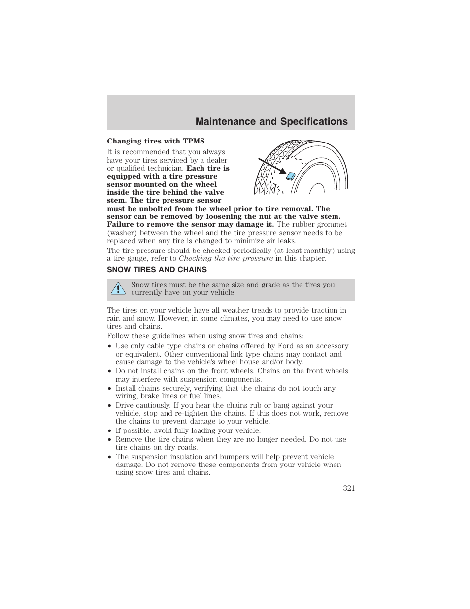 Maintenance and specifications | FORD 2003 Expedition v.3 User Manual | Page 321 / 344
