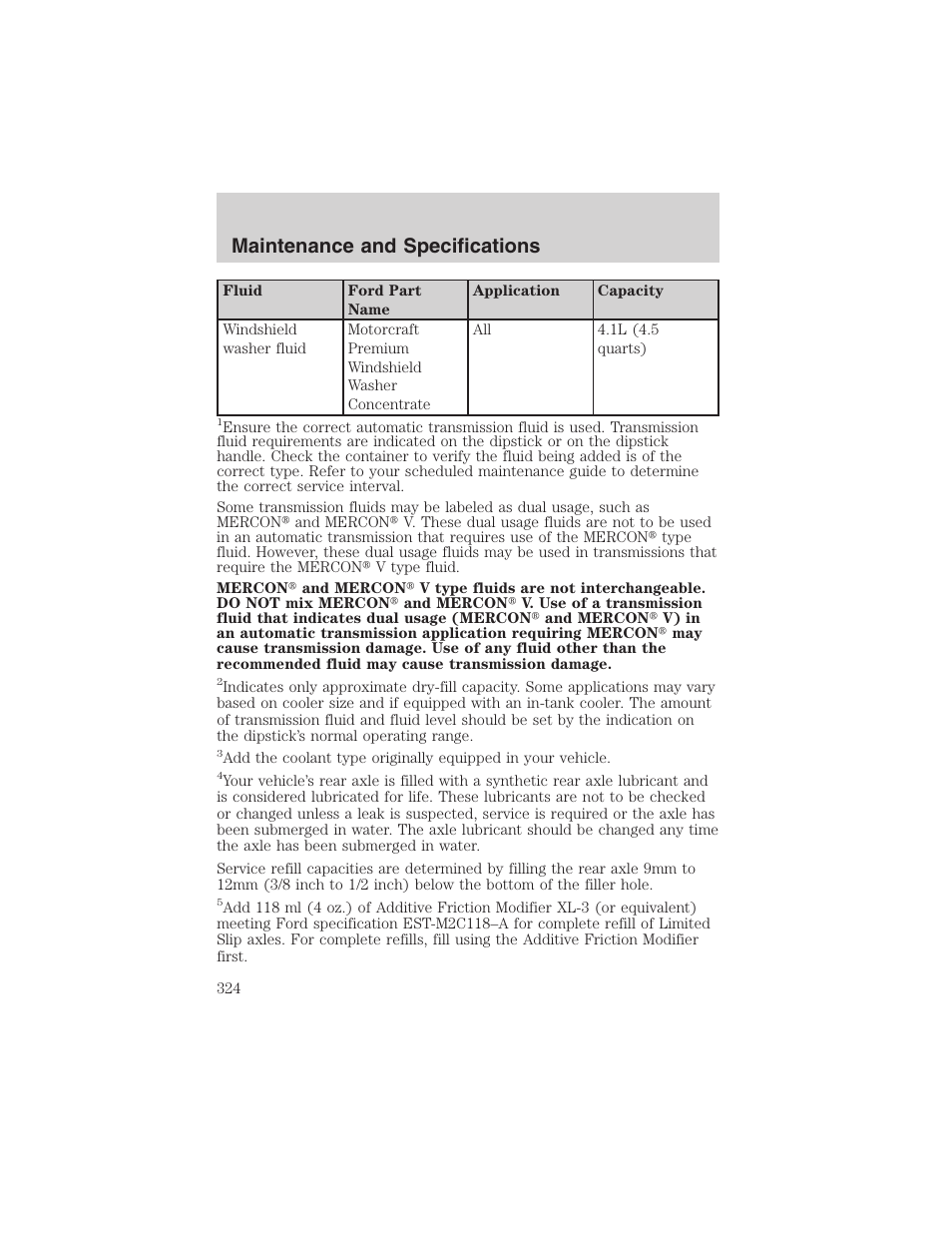 Maintenance and specifications | FORD 2003 Expedition v.3 User Manual | Page 324 / 344