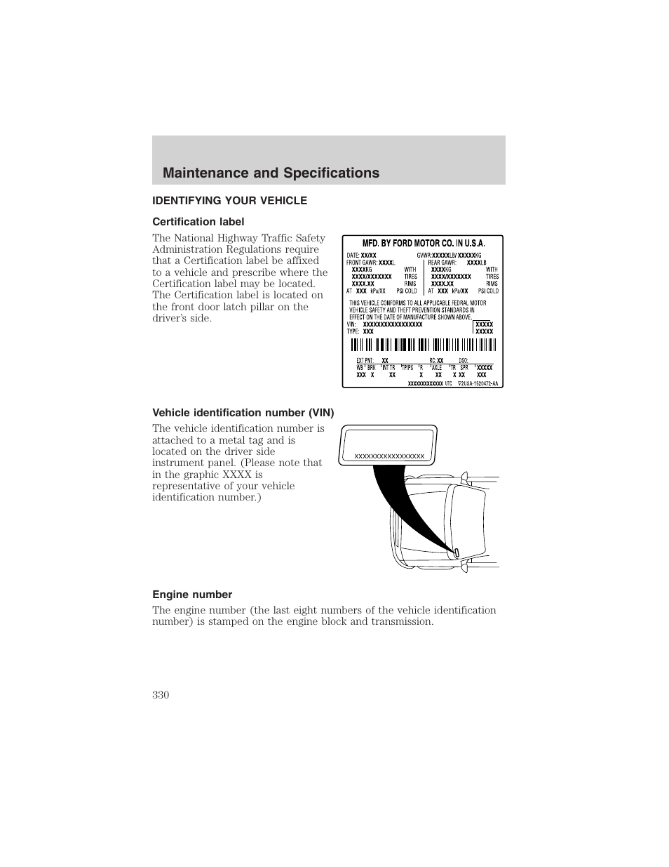 Maintenance and specifications | FORD 2003 Expedition v.3 User Manual | Page 330 / 344