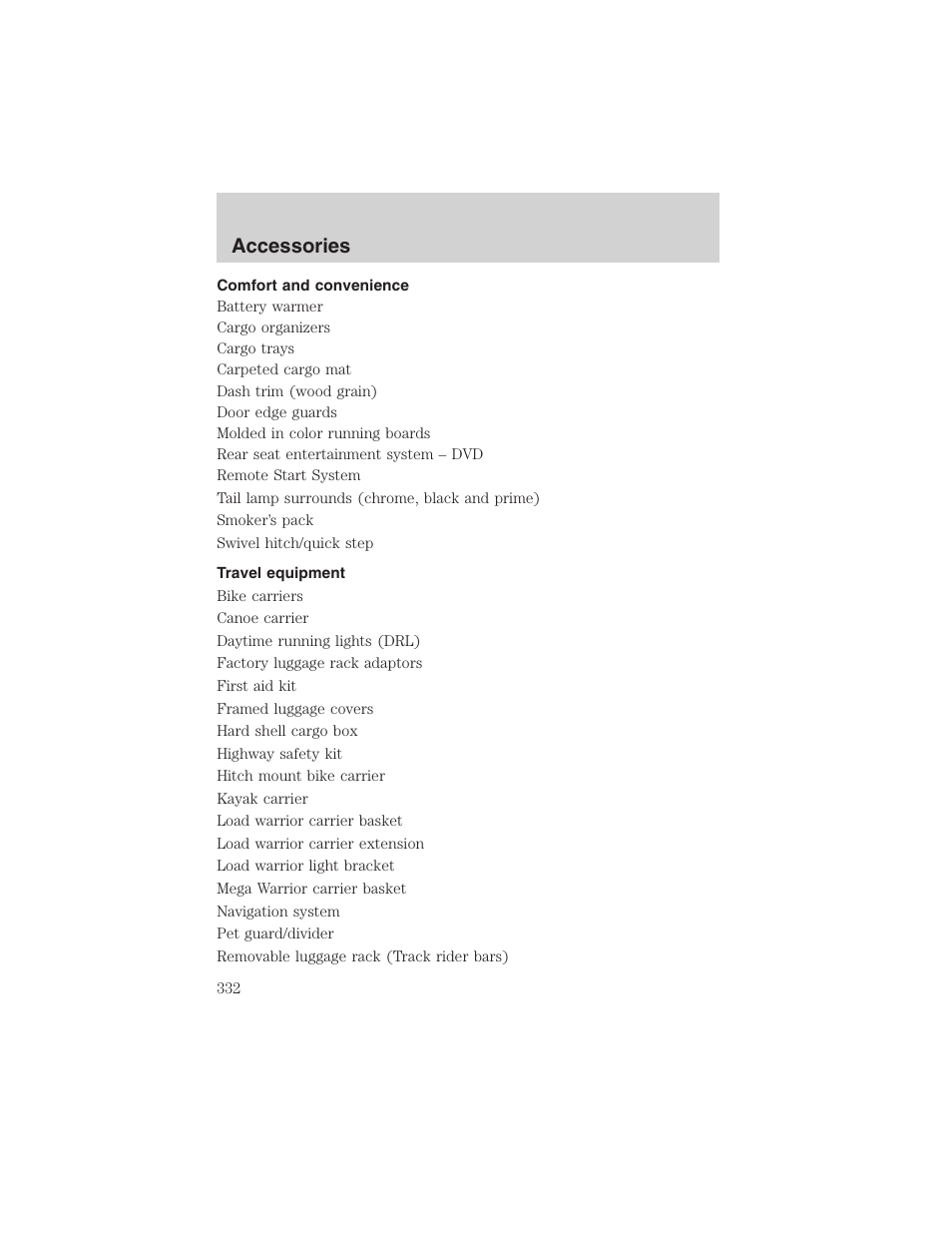 Accessories | FORD 2003 Expedition v.3 User Manual | Page 332 / 344