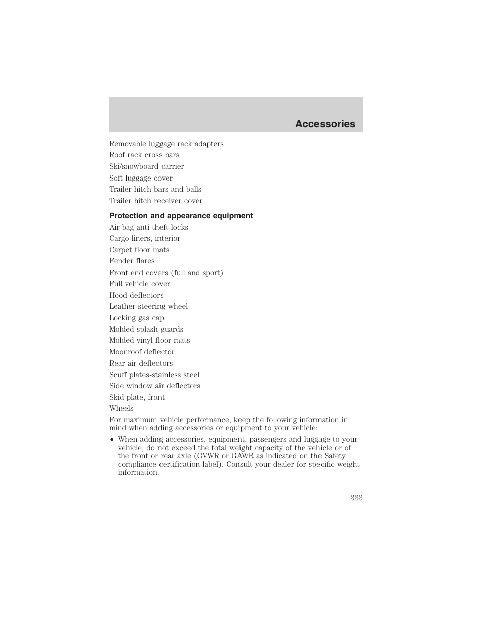 Accessories | FORD 2003 Expedition v.3 User Manual | Page 333 / 344