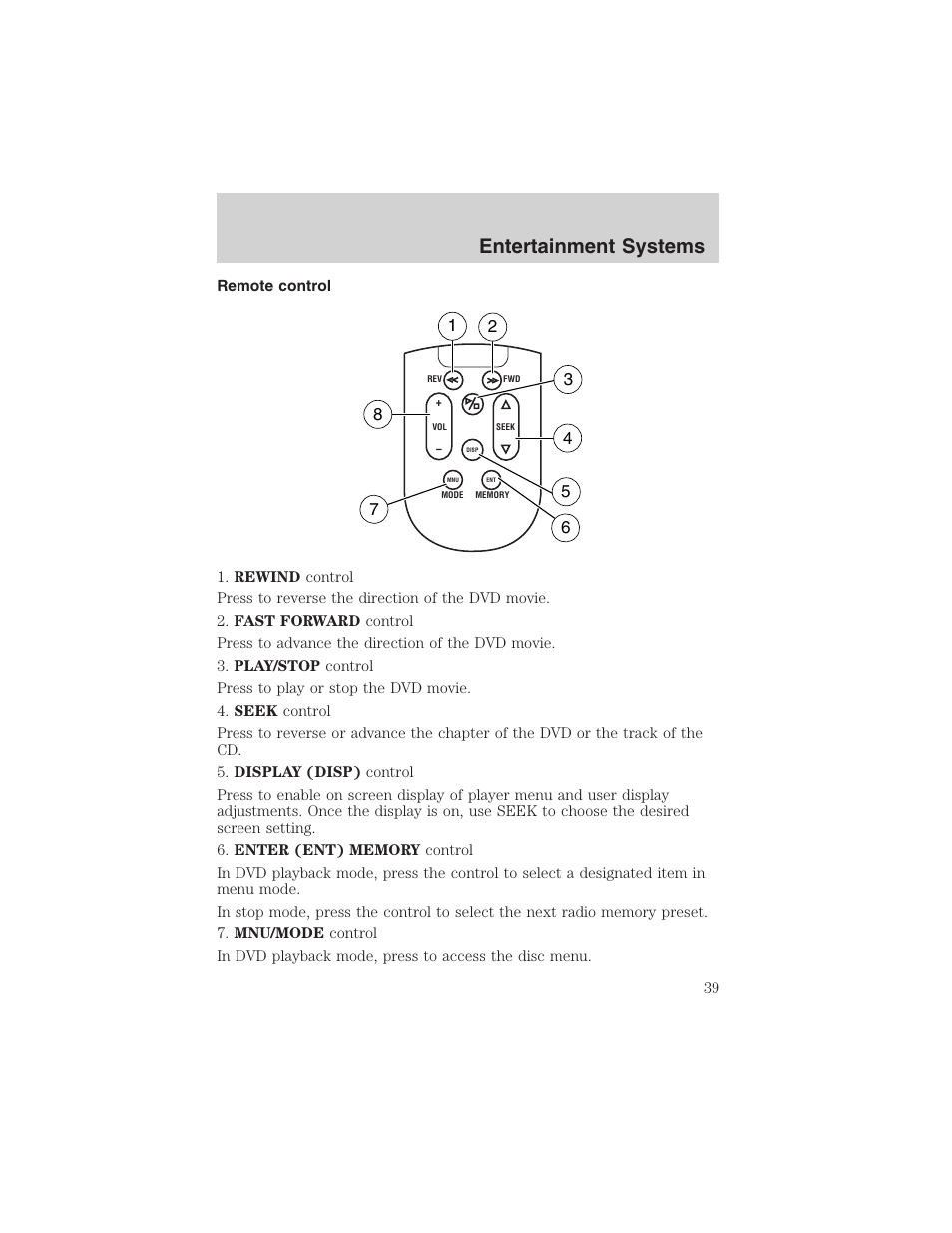 Entertainment systems | FORD 2003 Expedition v.3 User Manual | Page 39 / 344