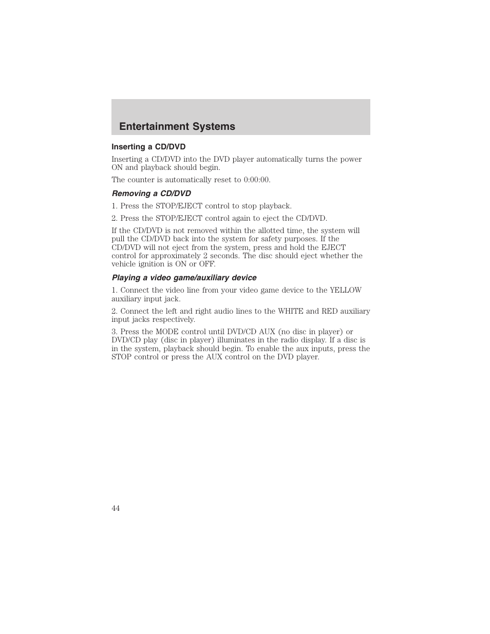Entertainment systems | FORD 2003 Expedition v.3 User Manual | Page 44 / 344