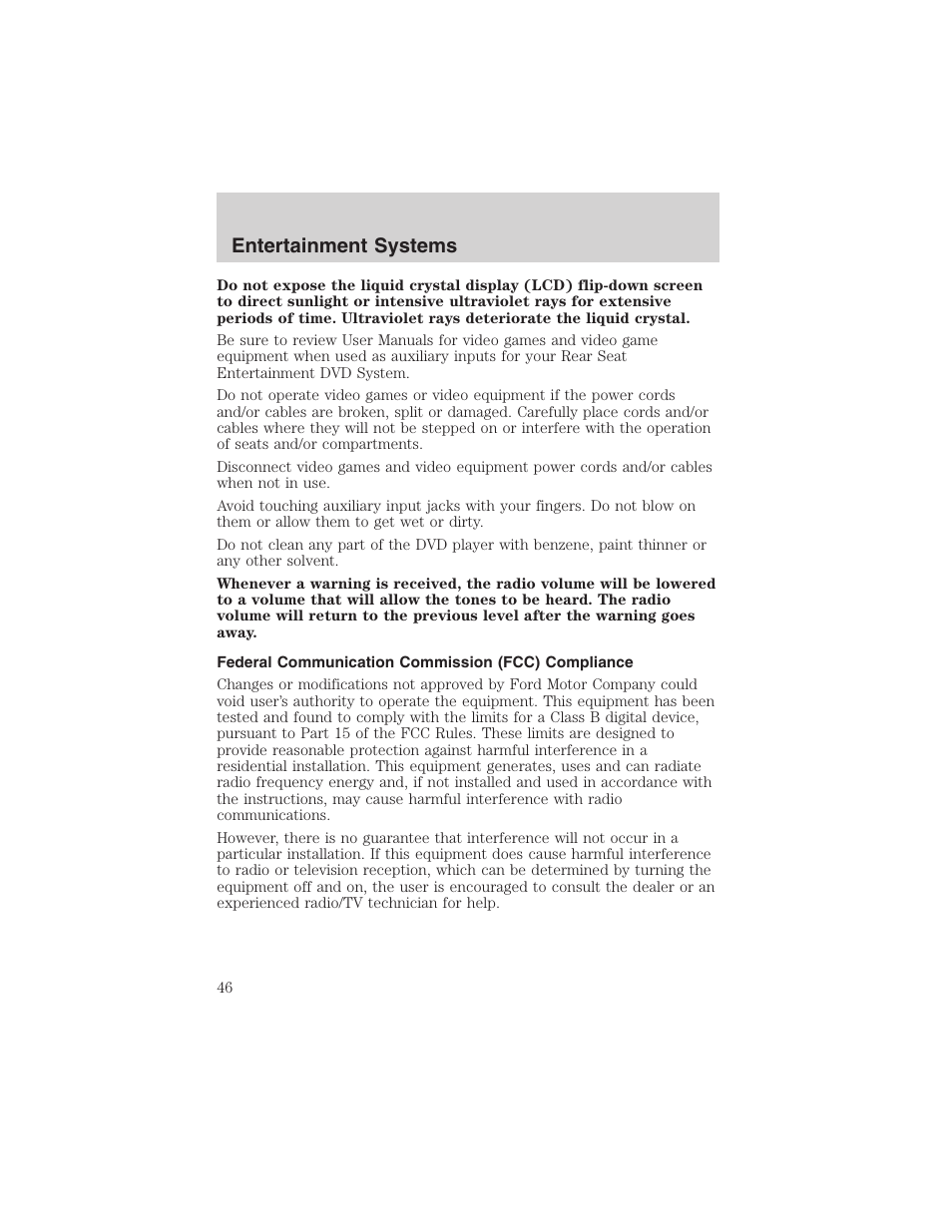 Entertainment systems | FORD 2003 Expedition v.3 User Manual | Page 46 / 344