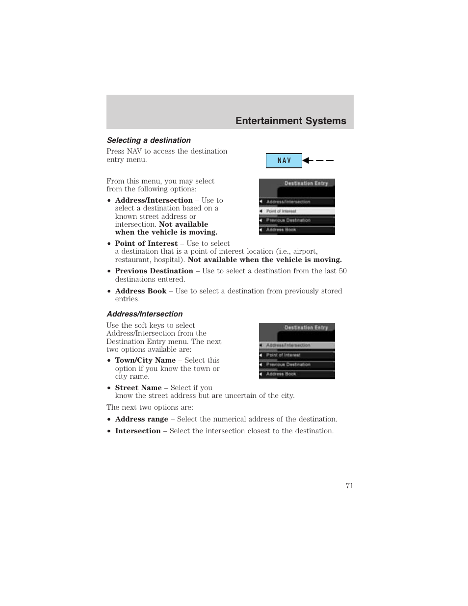 Entertainment systems | FORD 2003 Expedition v.3 User Manual | Page 71 / 344