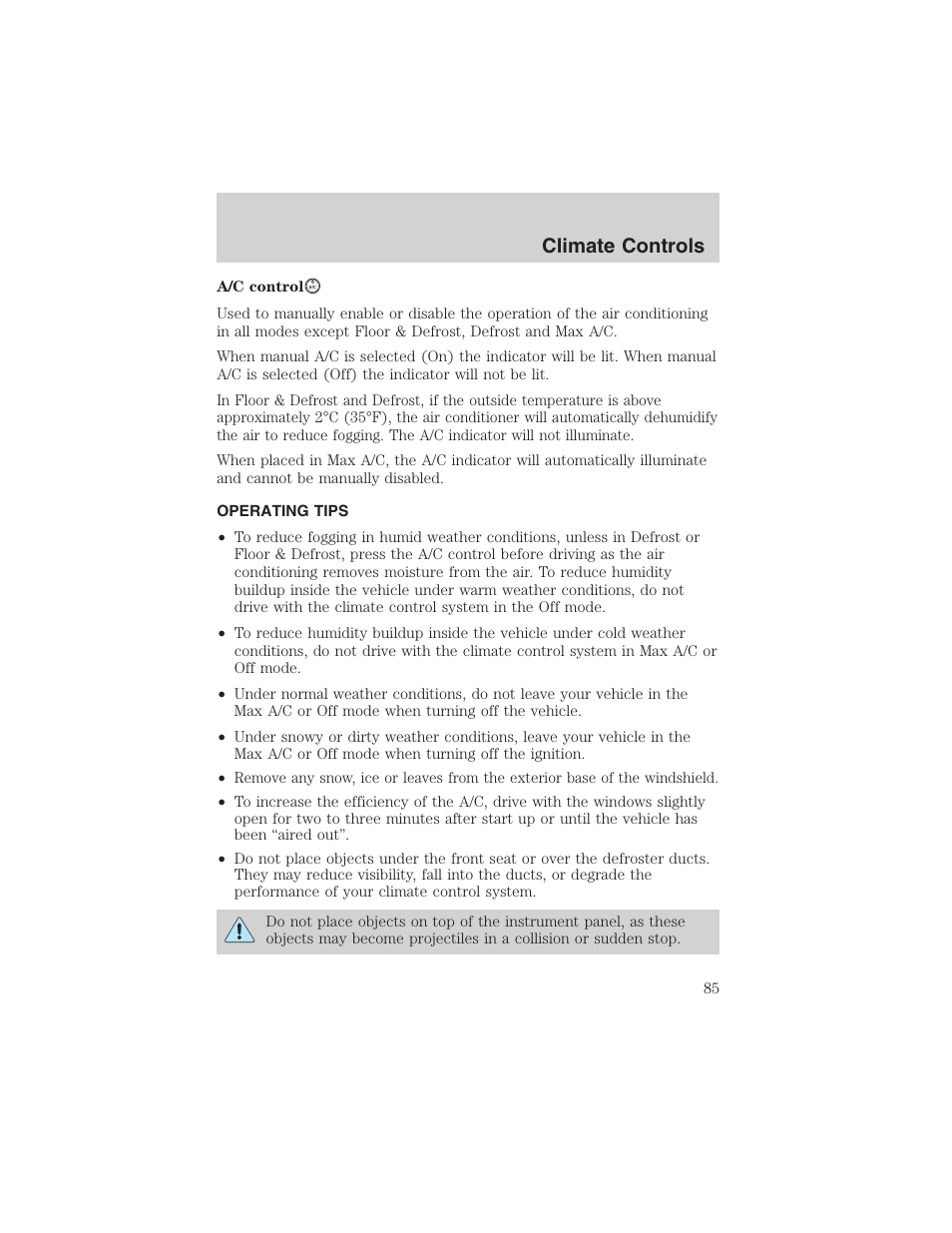 Climate controls | FORD 2003 Expedition v.3 User Manual | Page 85 / 344