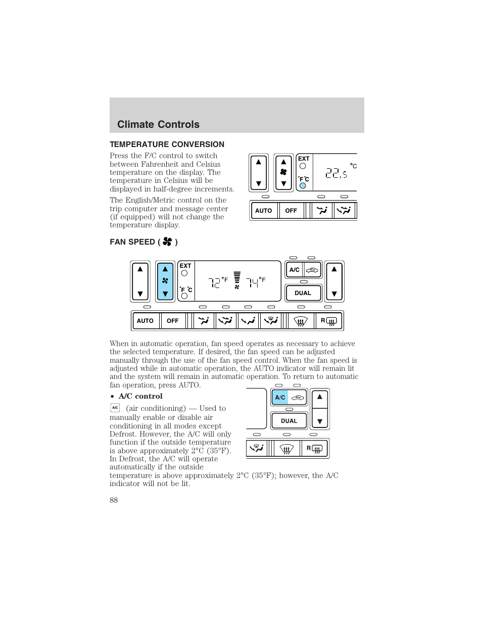 Climate controls | FORD 2003 Expedition v.3 User Manual | Page 88 / 344