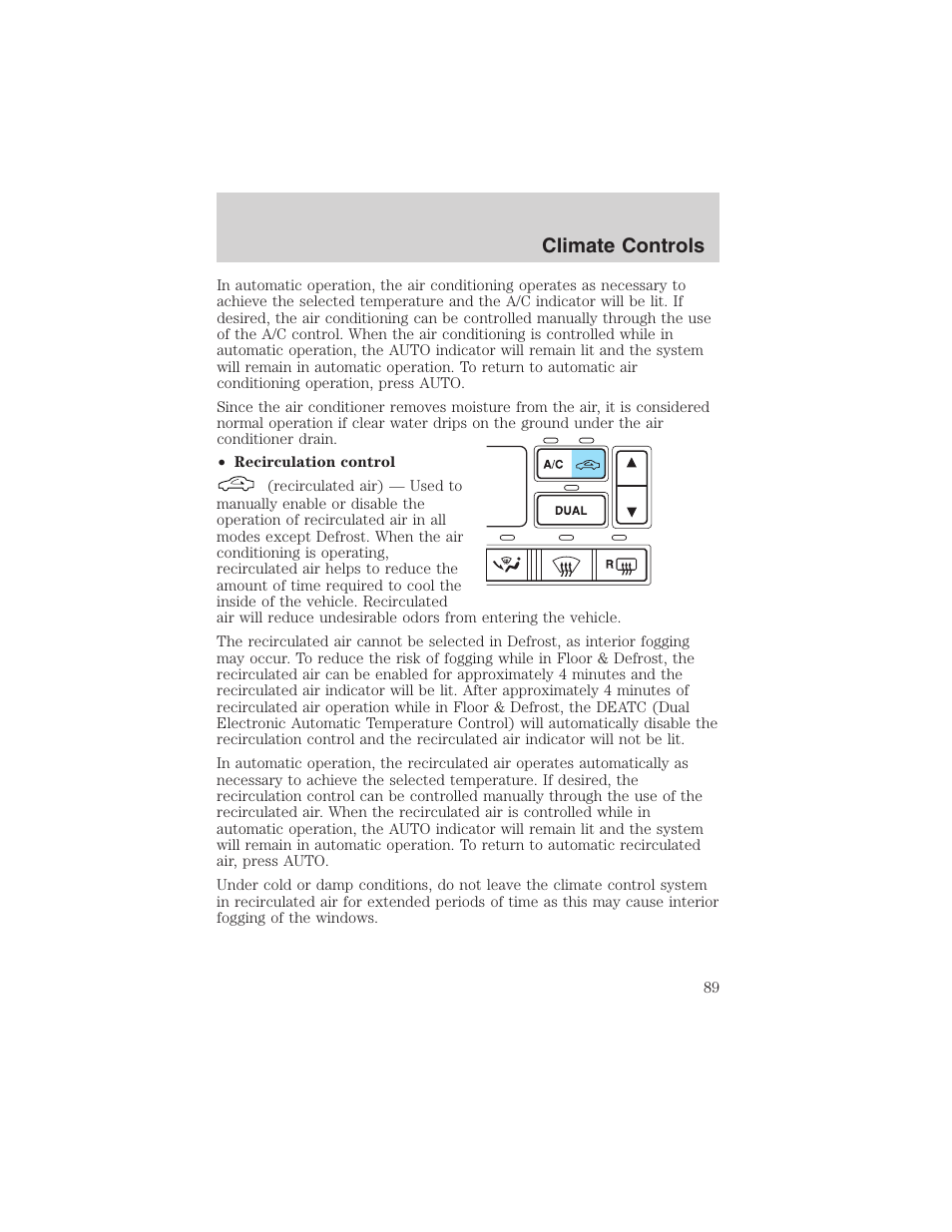 Climate controls | FORD 2003 Expedition v.3 User Manual | Page 89 / 344