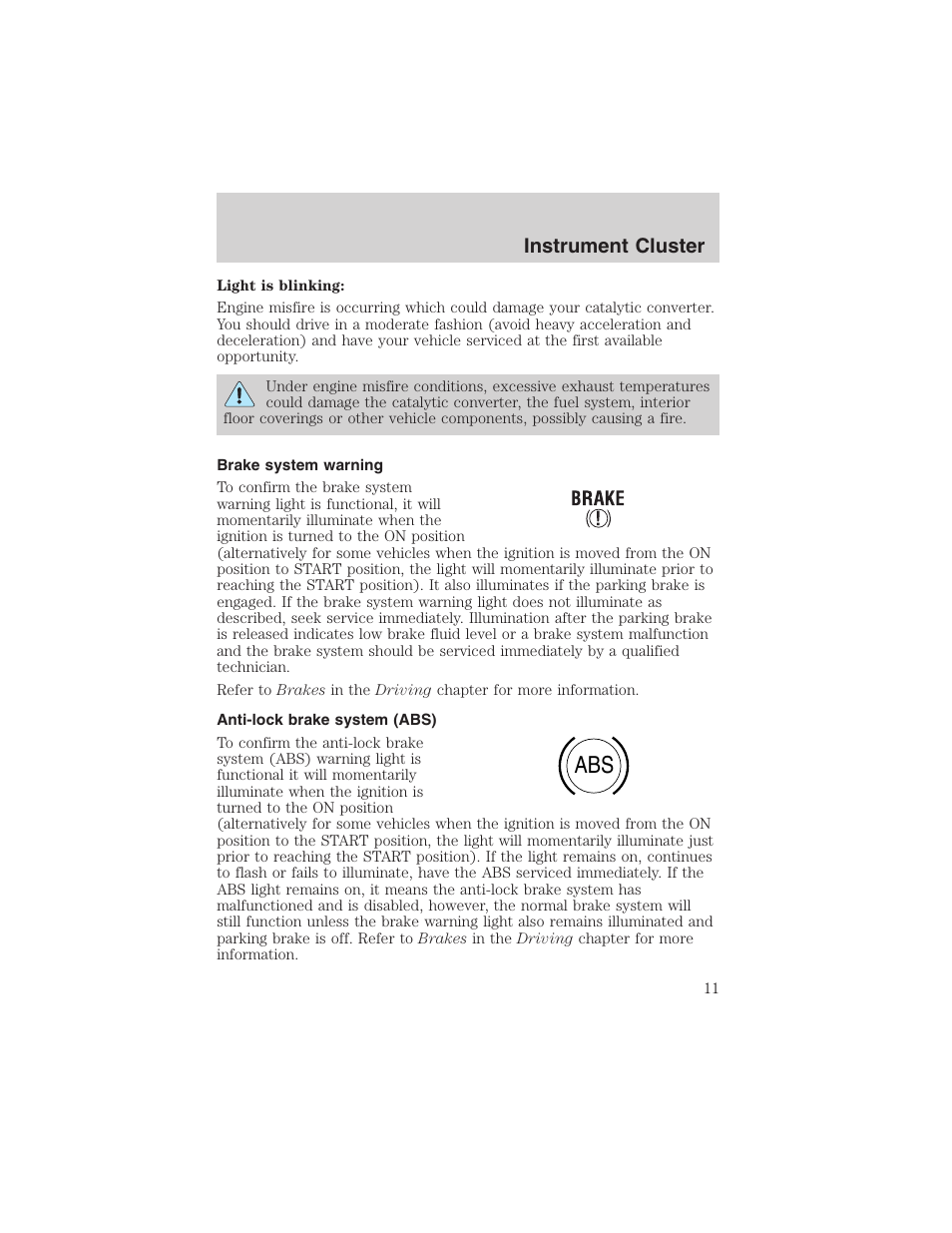 Instrument cluster | FORD 2003 Expedition v.4 User Manual | Page 11 / 344
