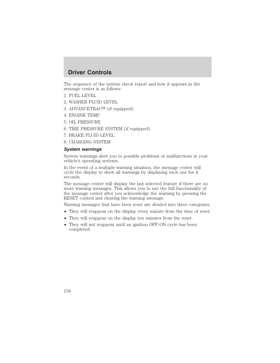 Driver controls | FORD 2003 Expedition v.4 User Manual | Page 134 / 344