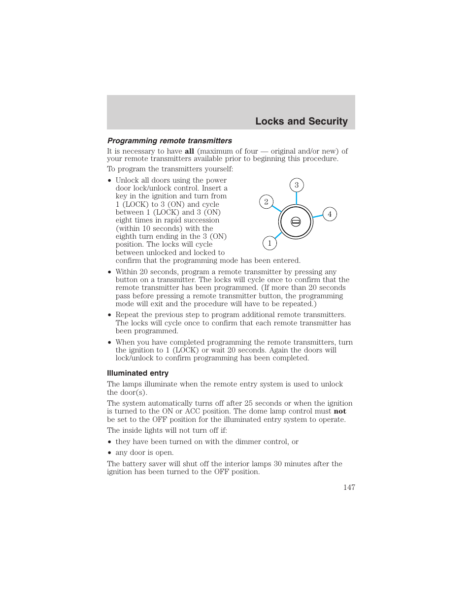 Locks and security | FORD 2003 Expedition v.4 User Manual | Page 147 / 344