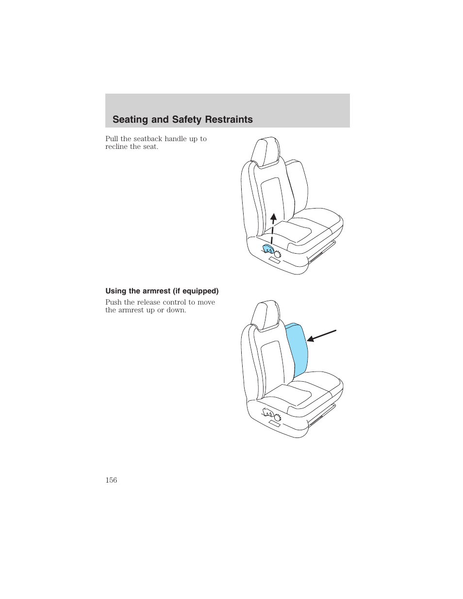 Seating and safety restraints | FORD 2003 Expedition v.4 User Manual | Page 156 / 344
