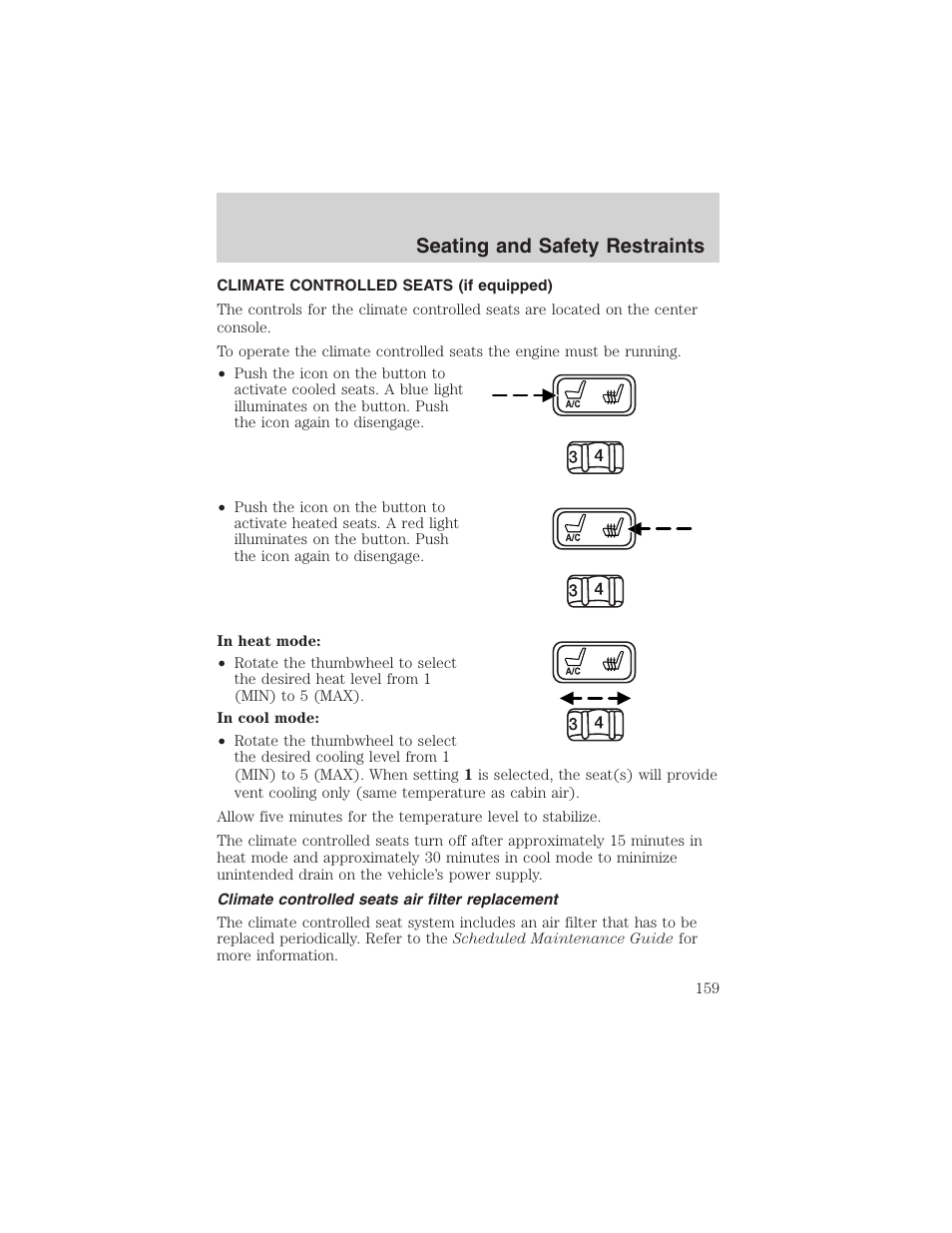 Seating and safety restraints | FORD 2003 Expedition v.4 User Manual | Page 159 / 344