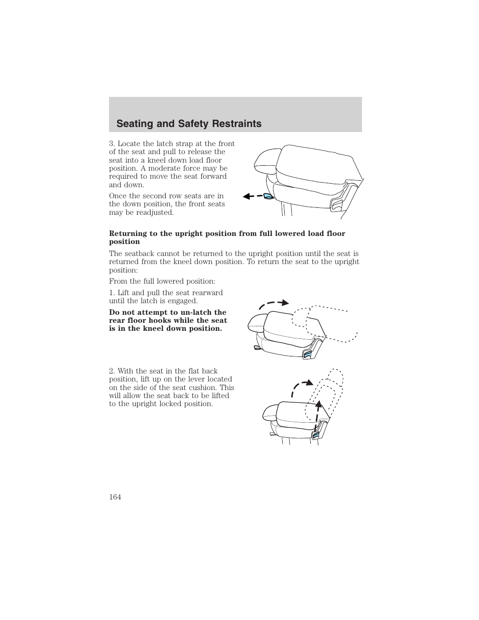 Seating and safety restraints | FORD 2003 Expedition v.4 User Manual | Page 164 / 344