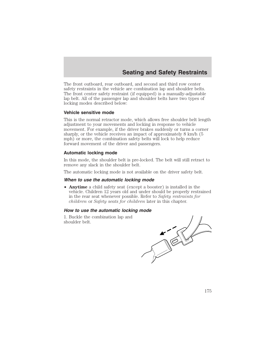 Seating and safety restraints | FORD 2003 Expedition v.4 User Manual | Page 175 / 344