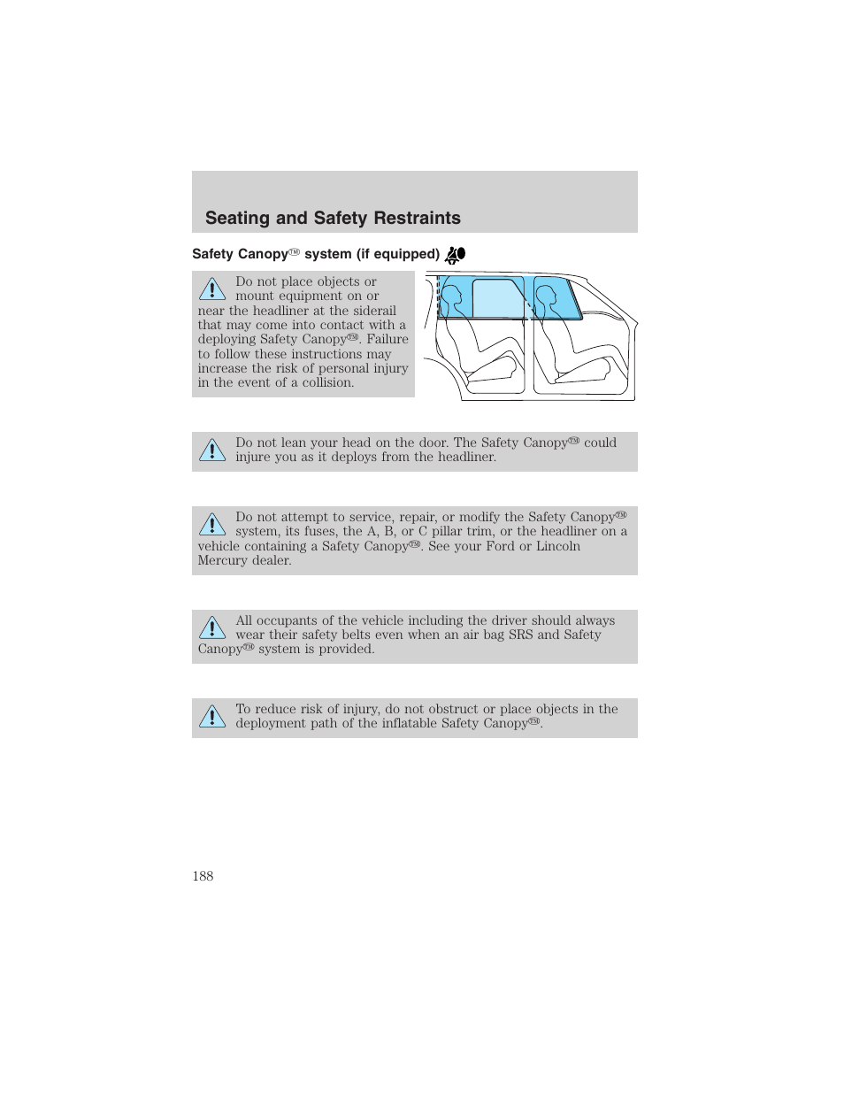 Seating and safety restraints | FORD 2003 Expedition v.4 User Manual | Page 188 / 344