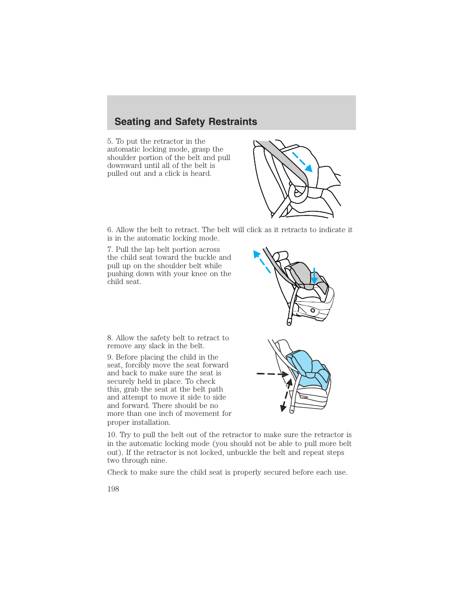 Seating and safety restraints | FORD 2003 Expedition v.4 User Manual | Page 198 / 344