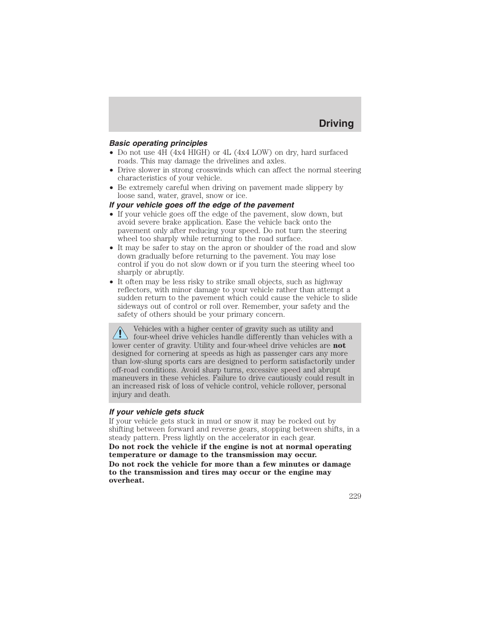 Driving | FORD 2003 Expedition v.4 User Manual | Page 229 / 344