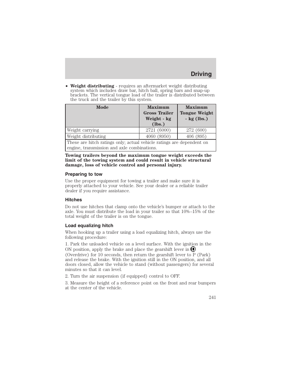 Driving | FORD 2003 Expedition v.4 User Manual | Page 241 / 344