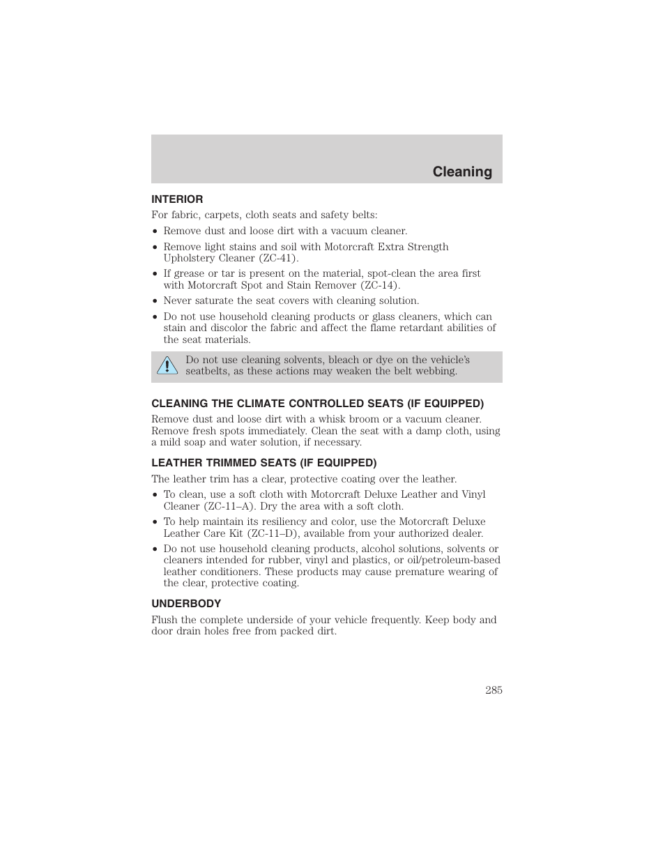 Cleaning | FORD 2003 Expedition v.4 User Manual | Page 285 / 344