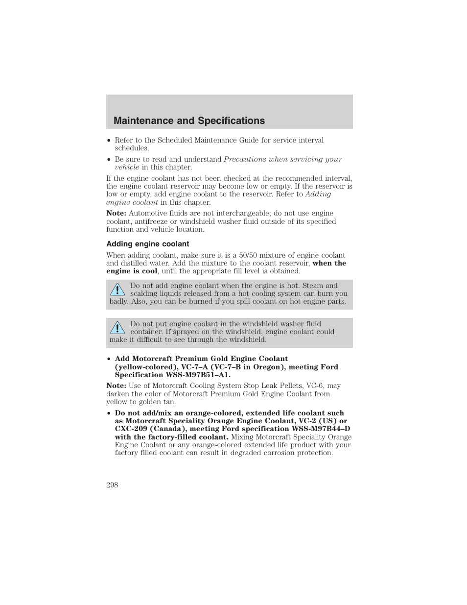 Maintenance and specifications | FORD 2003 Expedition v.4 User Manual | Page 298 / 344