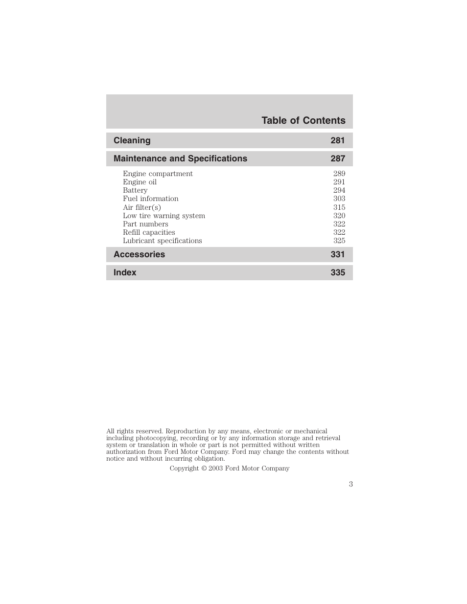 FORD 2003 Expedition v.4 User Manual | Page 3 / 344