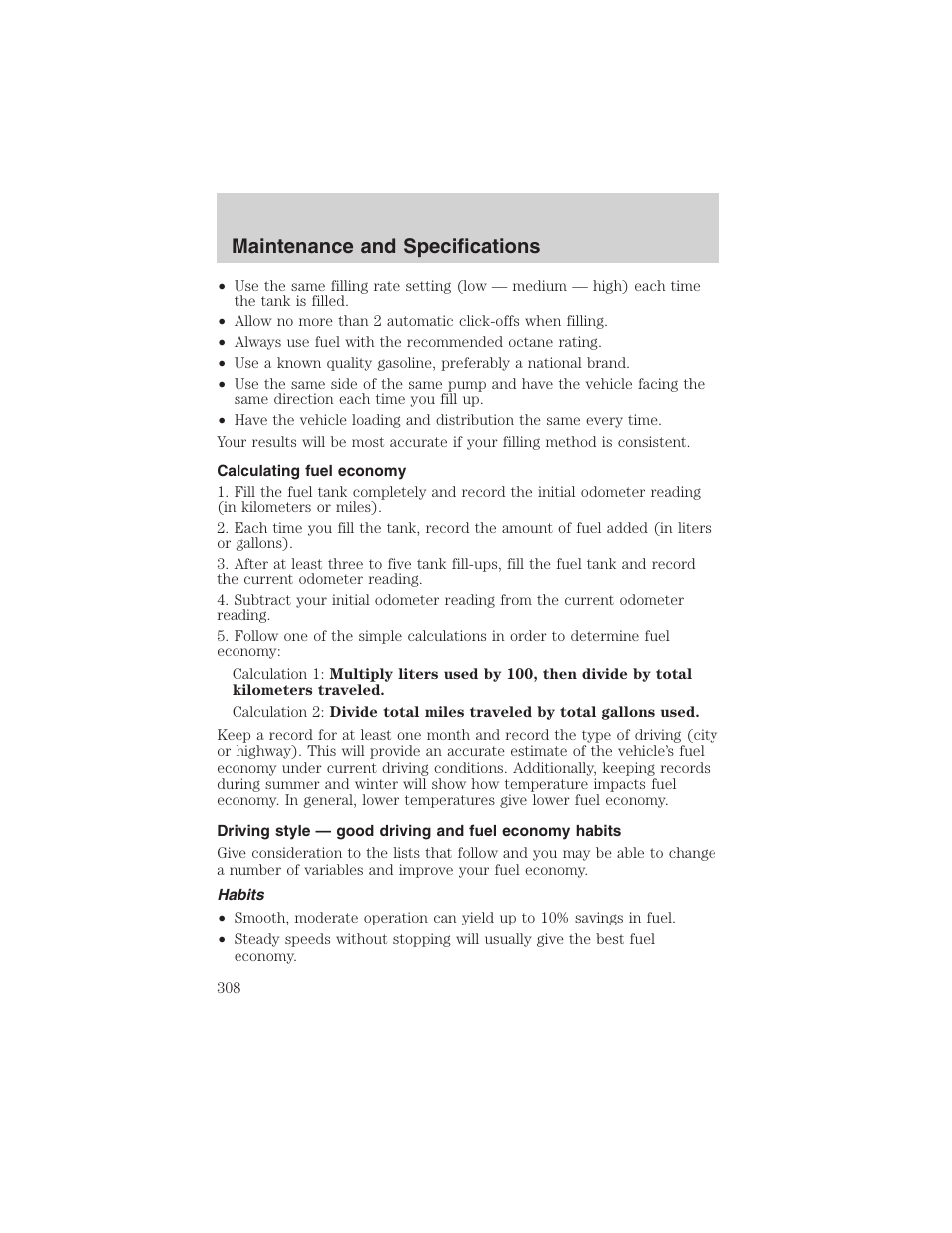 Maintenance and specifications | FORD 2003 Expedition v.4 User Manual | Page 308 / 344