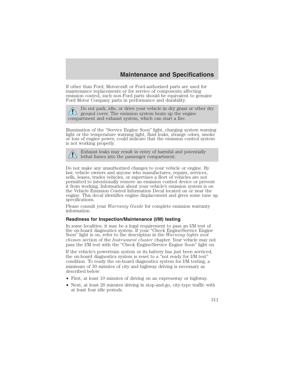 Maintenance and specifications | FORD 2003 Expedition v.4 User Manual | Page 311 / 344