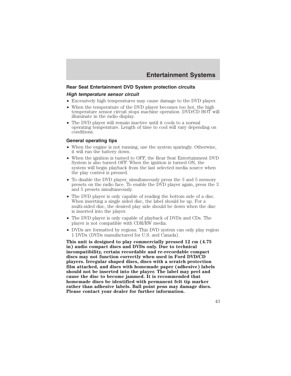 Entertainment systems | FORD 2003 Expedition v.4 User Manual | Page 43 / 344