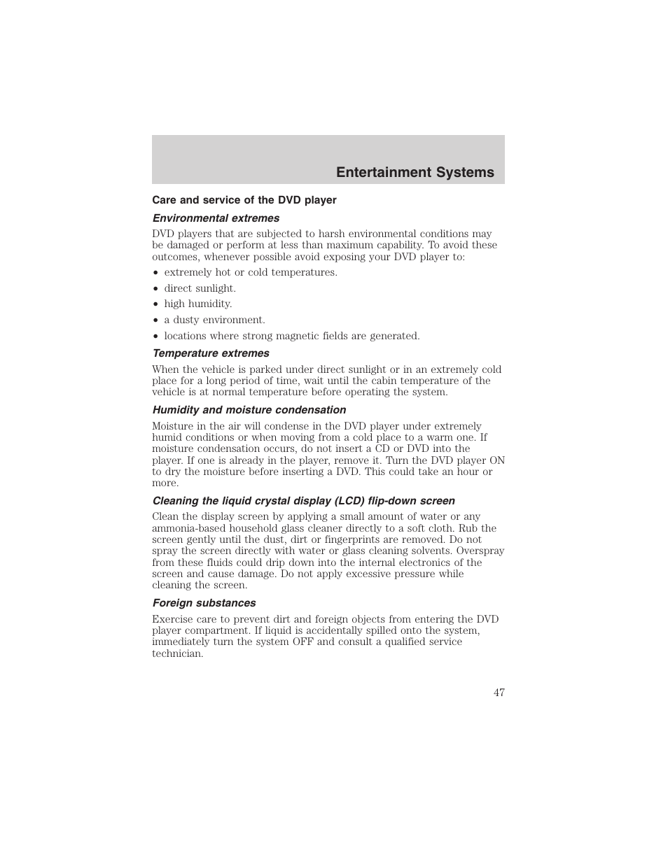 Entertainment systems | FORD 2003 Expedition v.4 User Manual | Page 47 / 344