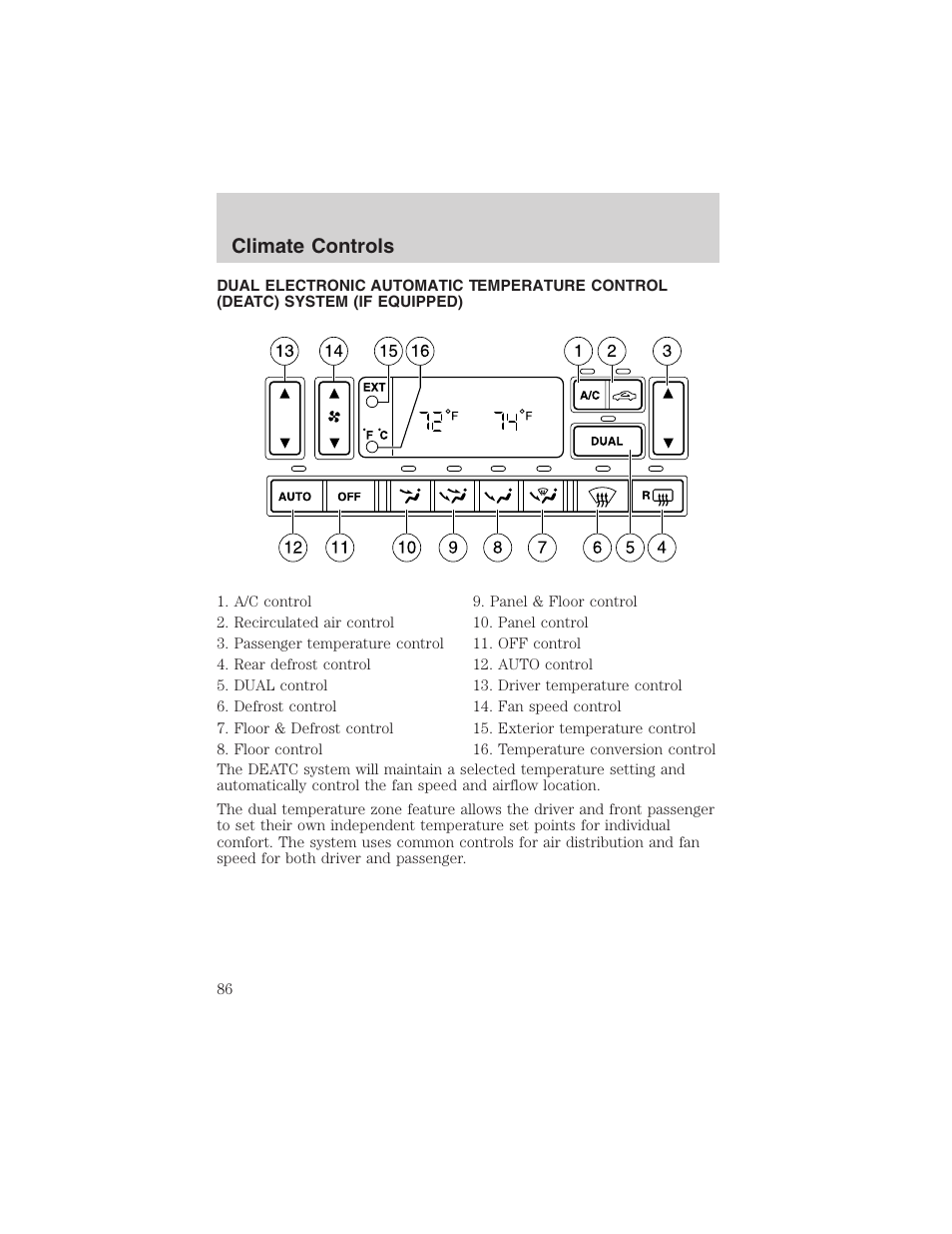 Climate controls | FORD 2003 Expedition v.4 User Manual | Page 86 / 344