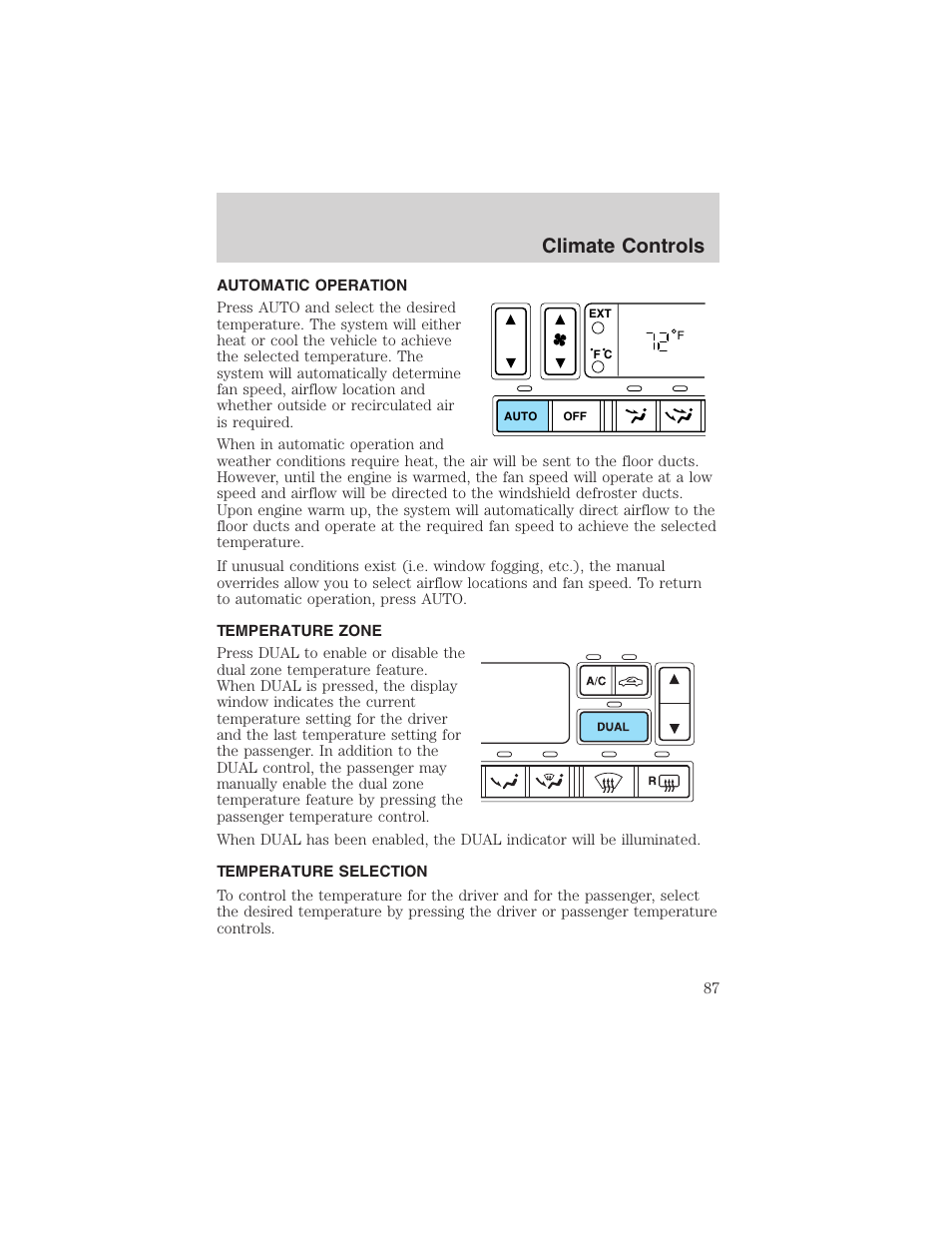 Climate controls | FORD 2003 Expedition v.4 User Manual | Page 87 / 344