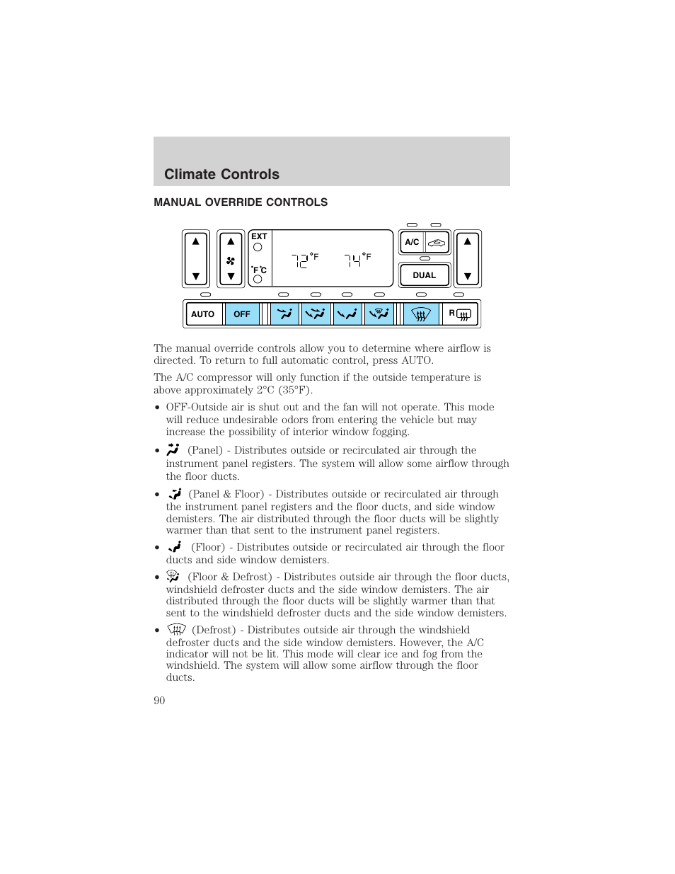 Climate controls | FORD 2003 Expedition v.4 User Manual | Page 90 / 344