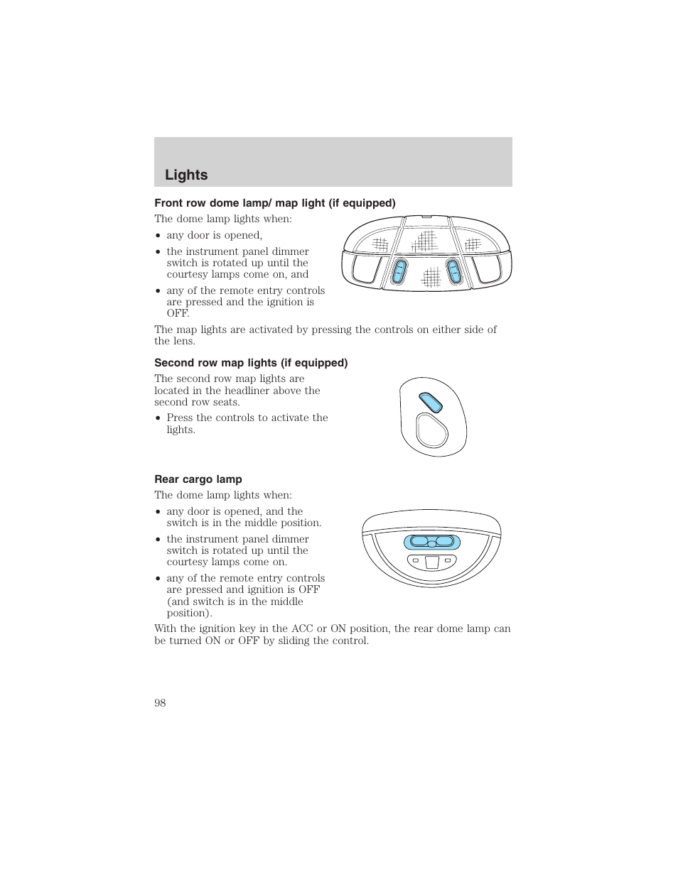 Lights | FORD 2003 Expedition v.4 User Manual | Page 98 / 344